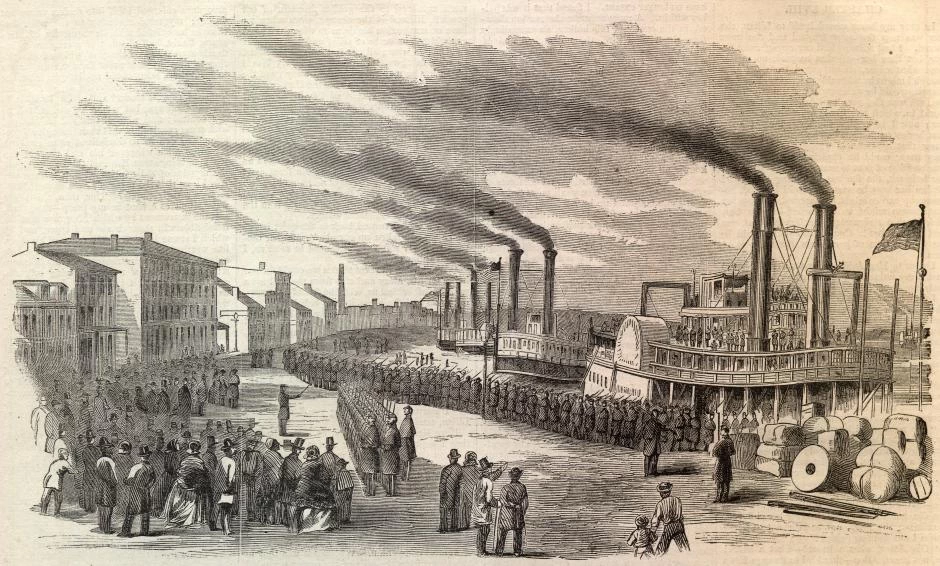 Immagine dell'arrivo delle truppe a Louisville, 11 gennaio 1862
